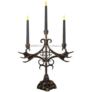 Candelabro de hierro decorativo con brazos de desplazamiento y acabado negro mate para iluminación de acento clásico para el hogar - Product Image 3