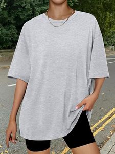 Camiseta Holgada de Manga Corta con Cuello Redondo para Mujer, 100% Algodón Jersey, Transpirable, para Todas las Temporadas - Product Image 5