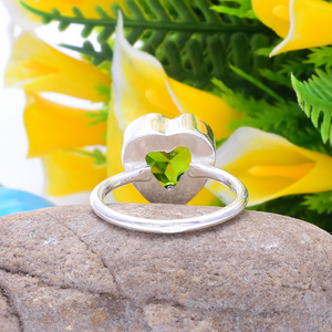 Heart Shape <b>Peridot</b> Topaz Gemstone <b>Ring</b> 925 Sterling Silver Bezel Setting Handmade <b>Ring</b> Natural Green Stone <b>Ring</b> For Her - Product Image 3