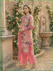 Ensemble de costume en coton rose imprimé Schiffli - Product Image 2