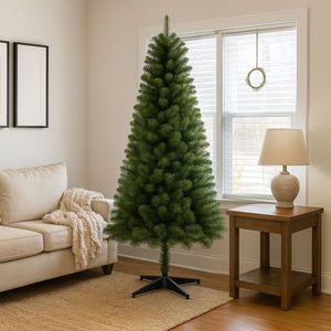 6FT Hinged Unlit Green Holiday Christmas <b>Tree</b> with 582 PVC Tips and 4 Leg Plastic <b>Stand</b> Full PVC Branches - Product Image 4