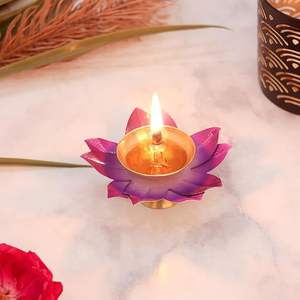 Lotus Brass Diya for Puja <b>Oil</b> <b>Lamp</b> Deepak Pooja Room Christmas Wedding Decoration Return Gifts Candles - Product Image 2