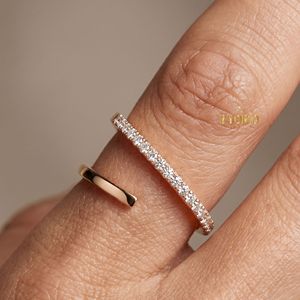 925 Sterling Silver Open Bypass <b>Ring</b> With Round Moissanite Stones Luxury Diamond Band Style <b>Ring</b> Elegant <b>Fine</b> Jewelry - Product Image 1