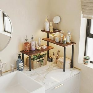 <b>Wall</b> <b>Mounted</b> Wooden Waterproof Modern Bathroom <b>Shelf</b> Set 3 Tier Organizer with Multifunction Design for Vanity Cosmetics Bottles - Product Image 5