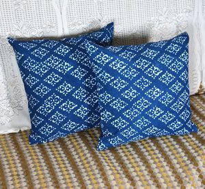 ปลอกหมอนอิงพิมพ์ลายบล็อกอินดิโก้ทำมือ ผ้าฝ้ายพรีเมียม - Product Image 5