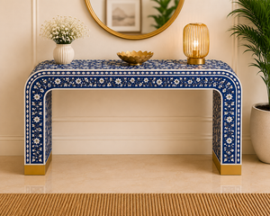 Artisan Bone Inlay <b>Console</b> <b>Table</b> Decorative Entryway <b>Desk</b> Luxurious Hallway Accent Furniture For Living Room Decor - Product Image 2