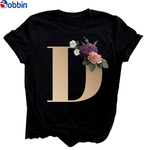 Camiseta de moda con combinación de letras y nombre personalizado para mujer, nueva camiseta de verano para parejas, ropa transpirable con estampado del alfabeto - Product Image 4