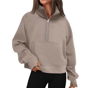 <b>Women</b> Half <b>Zip</b> <b>Sweatshirts</b> Custom Cotton Fleece <b>Quarter</b> Zipper Pullover Loose Fit Athleisure <b>Sweatshirt</b> - Product Image 6
