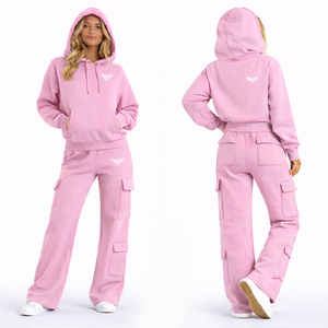 ชุดเซ็ตฮู้ดดี้โอเวอร์ไซส์และกางเกงคาร์โก้สีน้ำเงินสำหรับผู้หญิง ชุดวอร์มสองชิ้น ชุดลำลองสไตล์สตรีทแวร์ ชุดลำลองใส่สบายๆ - Product Image 6