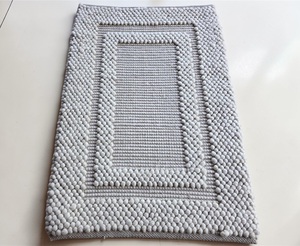 Tapis en laine épais fait main à poils ras, texture galet gris, tapis moderne doux et touffeté - Product Image 3