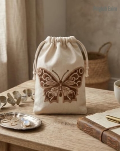 Custom Cotton <b>Drawstring</b> <b>Bag</b> with Embroidery Logo, Reusable Custom Gift Pouch, Jewelry & Cosmetic Product Packaging - Product Image 5