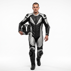 Dumela Black <b>Silver</b> Leather Motorcycle Racing <b>Suit</b> Full Body Protection Breathable All Seasons Adult Men's Sport Gear - Product Image 3