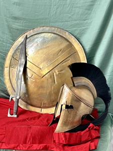 Casco y escudo espartanos con espada, disfraz de guerrero griego, disfraz del rey Leónidas para cosplay, disfraz de metal. - Product Image 1