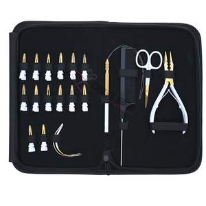 Kit d'outils professionnels pour extensions de cheveux avec pince à micro-anneaux à 3 trous, enfile-fils et aiguilles à coudre courbées pour salon - Product Image 1