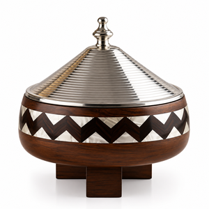 Casserole en bois de luxe moderne avec couvercle en acier inoxydable, base en céramique, revêtement antiadhésif, compatible four et lave-vaisselle, finition polie - Product Image 4