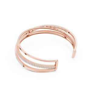 Rose Gold Lab Grown Diamond Criss Cross Open Cuff <b>Bangle</b> <b>Bracelet</b> for Women Luxury Fine Jewelry - Product Image 4