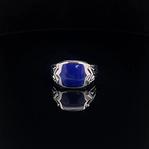 <strong>Men's</strong> 925 Sterling Silver Eternity Band Signet <strong>Ring</strong> with Natural Fossil <strong>Stone</strong> Fine Small Size <strong>for</strong> Wedding Parties Anniversaries - Product Image 1