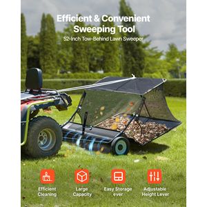 Raccoglitore di foglie e erba da 52 pollici per impieghi gravosi, regolabile, 26 Cu. Spazzatrice da Giardino Grande con Attacco per Rimorchio e Strumento di Raccolta - Product Image 5