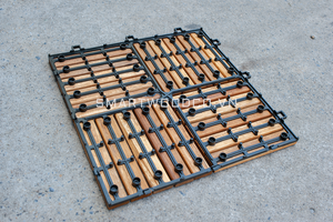 SMARTWOOD Carrelage en bois d'acacia naturel antidérapant pour terrasse, parquet extérieur en bois massif pour terrasse et bord de piscine – Fabricant - Product Image 5