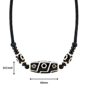 Black Dzi 43mm Natural Crystal Pendant Necklace with Adjustable Leather <b>Rope</b> for Men - Product Image 6