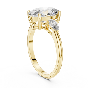 Anillo de Compromiso con Diamantes Cultivados en Laboratorio, Corte Oval y Pera, en Oro Blanco |   Anillo de Oficina |   Nuevo Diamante Growm - Product Image 5