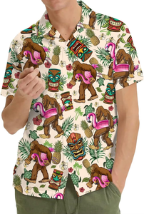 Camisas Hawaianas Tropicales Bigfoot para Hombre y Mujer, Camisa Casual de Verano para la Playa, Estilo Aloha con Botones y Manga Corta, Sasquatch - Product Image 4