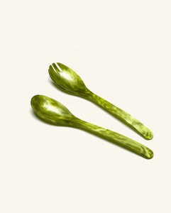 Resin <b>Salad</b> Bowl Set Green Marbled Dishwasher Safe Eco-Friendly <b>Salad</b> Tools Manual Customized Handmade <b>Salad</b> <b>Servers</b> - Product Image 2