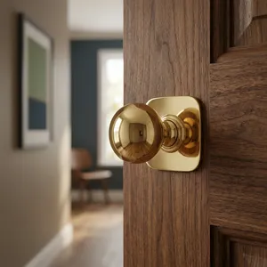 Gold Finish Brass Look Modern <b>Kitchen</b> <b>Door</b> Knobs Set of 4 Decorative <b>Cabinet</b> Drawer Pulls Furniture <b>Handles</b> Durable Eco-Friendly - Product Image 5