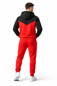 ชุดวอร์มผู้ชายสีดำและสีแดง เสื้อฮู้ดซิปและกางเกงจ็อกเกอร์ ทรงเข้ารูป สวมใส่สบาย เหมาะสำหรับออกกำลังกาย วิ่ง และฝึกซ้อม - Product Image 5