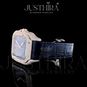 Reloj de Acero Inoxidable con Cuarzo Moissanite Premium, Caja Plateada de Estilo Antiguo, Elegante y Moderno con Brillantes Gemas - Product Image 5