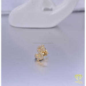 Boucles d'oreilles clous intemporelles en diamant de laboratoire motif dollar, en argent sterling 925, collection de bijoux de luxe Hip Hop - Product Image 2