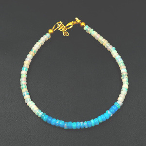 HAYAAT GEMS Handmade Polished Natural Ethiopian Opal Beaded Bracelet | AAA High <b>Fire</b> Gemstone Luxury Unisex Blue White October - Product Image 4