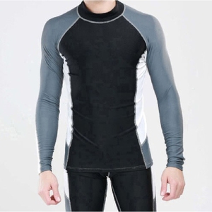 เสื้อแรชการ์ดแขนยาวผู้ชาย สีดำเทา บล็อกสี แห้งเร็ว ผ้ายืดสแปนเด็กซ์ โพลีเอสเตอร์ เสื้อกีฬา ทรงพอดีตัวสำหรับผู้ใหญ่ - Product Image 2