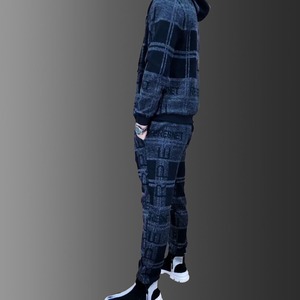 Conjunto Deportivo con Capucha a Cuadros para Hombre, Pantalones Largos con Bolsillos Laterales, Ropa Casual Transpirable, Estilo Otoñal - Product Image 4