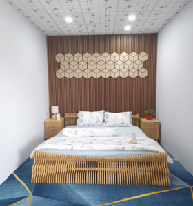 Panneaux muraux modernes en MDF et bois massif avec isolation acoustique 100% fibre de polyester, écologiques pour les chambres, les hôtels et les espaces commerciaux - Product Image 5