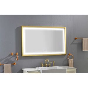 Specchio da Bagno LED 48x30 Pollici con Cornice in Metallo, Montaggio a Parete, Pulsante Touch Intelligente, Antiappannamento, Memoria, Rettangolare - Product Image 2