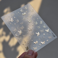Stiker Kuku Kupu-kupu Bulan Bintang yang Cantik, Dekorasi Seni Kuku DIY