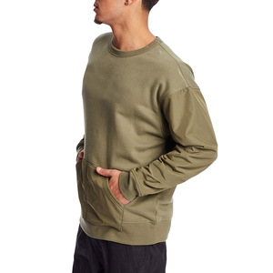 Unisex Oversized Crew Neck Pullover <b>Sweatshirt</b> Solid <b>Black</b> Casual Knitted Long Sleeve Regular Fit <b>Plain</b> Dyed Style - Product Image 5
