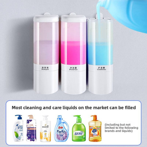 Distributeur de savon mural 3-en-<span class=keywords><strong>1</strong></span> automatique et manuel OEM 300-500 ml pour hôtel et maison – Gel douche, shampoing, après-shampoing - Product Image 3