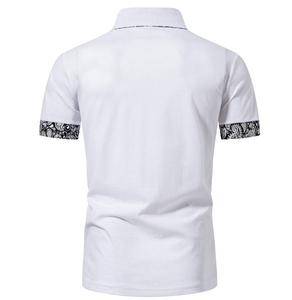 Polo de manga corta blanco para hombre con puños y cuello con estampado de Paisley, informal, de punto, de algodón, transpirable, de corte regular - Product Image 2