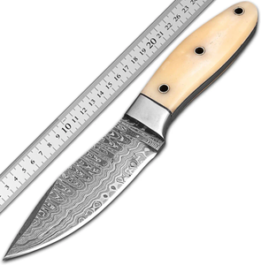 Couteau de chasse/découpe personnalisable en acier inoxydable OEM avec manche en os et étui en cuir, fabriqué à la main par ZA DAMASCUS MAKERS - Product Image 2