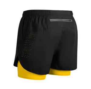 Shorts décontractés pour hommes avec doublure intérieure, taille élastique, séchage rapide, poches, couleur unie, tissu en toile, longueur mi-cuisse - Product Image 1