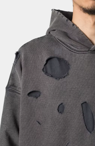 Proveedor de Sudaderas con Capucha Personalizadas, Lavadas al Ácido, con Hombros Caídos, de Gran Peso, Estilo Desgastado, para Hombre, de Algodón - Product Image 3