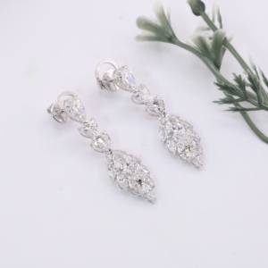 Elegant Lab Grown Diamond Drop <b>Earrings</b> Pear Heart Cut Marquise <b>Halo</b> Cluster Dangle <b>Earrings</b> Gold Bridal Wedding Fine Jewelry - Product Image 1