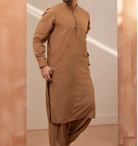 Vêtements traditionnels ethniques musulmans, shalwar kameez en coton, costume formel pakistanais Pathani 2 pièces, salwar kameez, robe décontractée respirante - Product Image 3