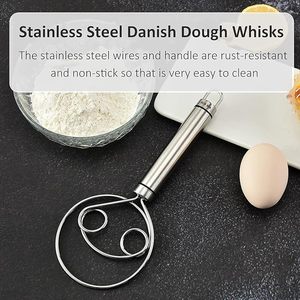 Premium Stainless Steel Dough Whisk Food Grade Dutch Style <b>Bread</b> Dough <b>Mixer</b> with Steel Handle for Baking Mixing Blending - Product Image 5