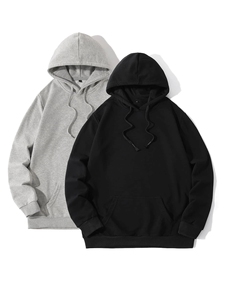 Sweat-shirt à capuche uni blanc pour homme, coupe classique, en coton tricoté, décontracté, avec poche kangourou, pour l'automne - Product Image 4