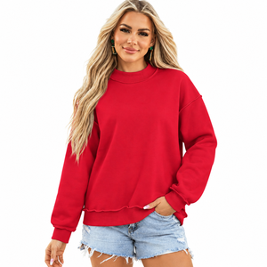 Sudadera Oversize Verde y Blanca a Rayas para Mujer, con Hombros Caídos, Cuello Redondo, Manga Larga, Tejido de Algodón, para Invierno - Product Image 5