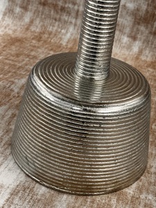 Contemporary Cast Aluminum <b>Bar</b> <b>Table</b> Ribbed Pedestal Base Wide Round Top Strong Stability Refined Minimal Luxe Accent - Product Image 4