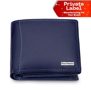 Portefeuille en cuir véritable premium anti-RFID, sécurisé pour les voyages, portefeuille en cuir à double pliage avec fenêtre d'identification rabattable, technologie anti-RFID - Product Image 1